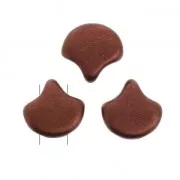 Cuentas de cristal Ginko Duo 2 agujeros 7.5x7.5mm Red Copper Mat x10g