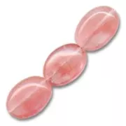 Cuentas imitación Strawberry Quartz aceituna plana 14x10 mm x5
