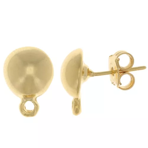 Pendientes media-bola 10 mm dorado con oro fino x2