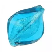 Retorcida hoja de plata 30x20 mm Dark Aquamarine x1