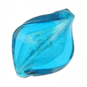 Retorcida hoja de plata 30x20 mm Dark Aquamarine x1