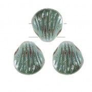 Cuentas cristal Shell Beads 2 agujeros 8mm Concha Green Turquesa Ceramic Lookx20