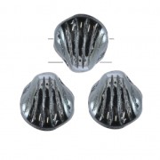 Cuentas de cristal Shell Beads 2 agujeros 8mm Concha Jet Blue Sphinx Metallic x20