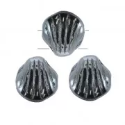 Cuentas de cristal Shell Beads 2 agujeros 8mm Concha Jet Blue Sphinx Metallic x20