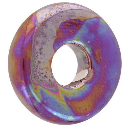 Cuentas arandalas Heishi 15 mm Petróleo iridiscente x1