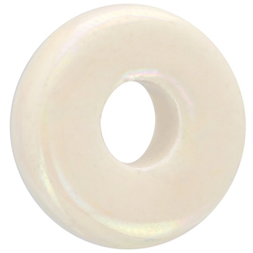 Cuentas arandalas Heishi 15 mm Crema iridiscente x1