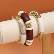 Rondel de cerámica 15 mm Crema irisado