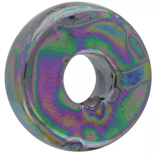 Cuentas arandalas Heishi 15 mm Negro petróleo iridiscente x1