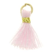 Pompón de imitación de algodón para bisutería 10 mm - Rosa con cierre Dorado x1