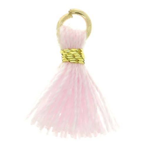 Pompón de imitación de algodón para bisutería 10 mm - Rosa con cierre Dorado x1