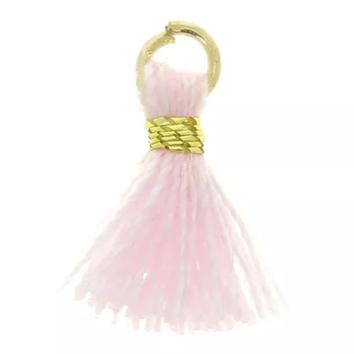 Pompón de imitación de algodón para bisutería 10 mm - Rosa con cierre Dorado x1