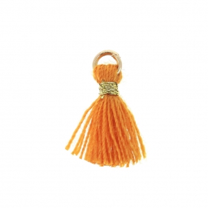 Pompon imitación algodón para des création DIY 12 mm Naranja con enganche Dorado x1