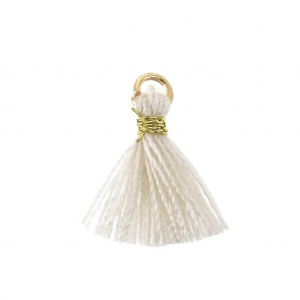 Pompon imitación algodón para creaciones DIY 12 mm Greige con enganche Dorado x1