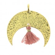 Pompon imitación algodón para creaciones DIY 12 mm Crème con enganche Dorado x1