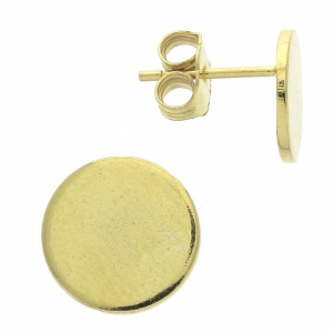 Pendientes disco 10 mm para hacer propias piezas de Joyería Dorado con oro fino x2