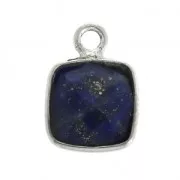 Colgante cuadrado piedra facetada 7 mm engaste Plata 925 / Lapis Lazuli x1