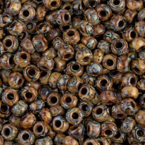 Rocalla Miyuki 6/0 4517 - Opaque Brown Picasso x8g