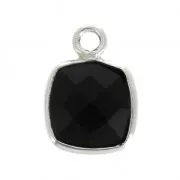 Colgante cuadrado facetado 7 mm engaste Plata 925 / Black Onyx x1