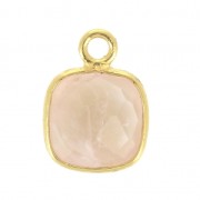 Colgante cuadrado facetado 7 mm engaste Plata 925 Chapado de Oro Quartz Rosa x1|raw }}