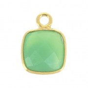 Colgante cuadrado facetado 7 mm engaste Plata 925 Chapado de Oro Chrysoprase x1|raw }}