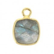 Colgante cuadrado facetado 7 mm engaste Plata 925 Chapado de Oro Labradorite x1|raw }}