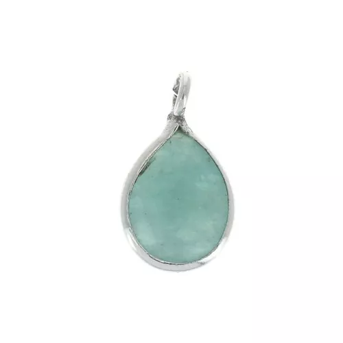Colgante gota piedra facetado 6x8mm engaste Plata 925 / Amazonite x1