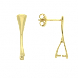 Pendientes Enganche para colgante 19 mm Plata 925 Dorado con oro fino x2