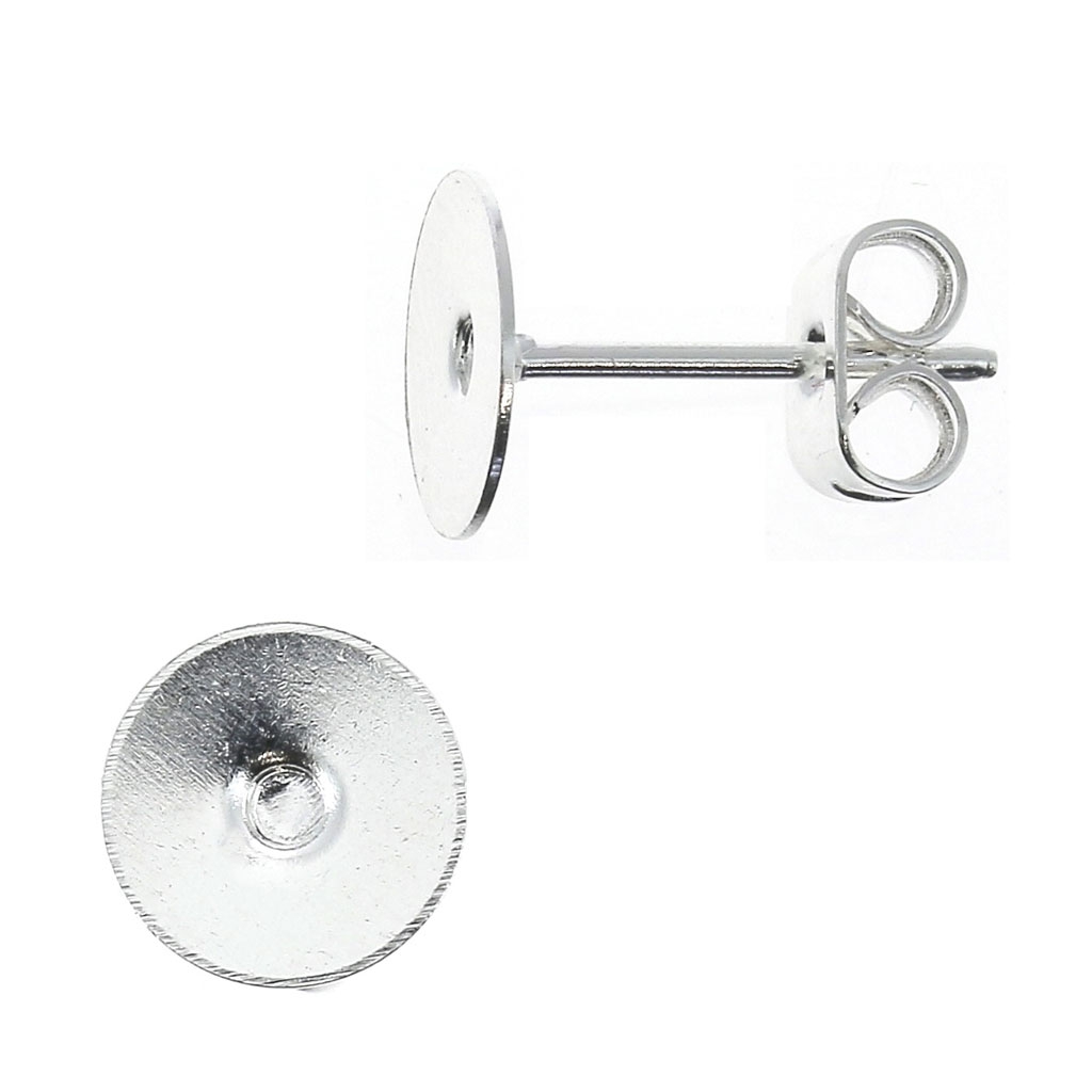 Ganchos pendientes disco 7 mm para hacer tus propias piezas de Joyería y  bisutería DIY Chapado en plata fina x20 x4 - Perles \u0026 Co