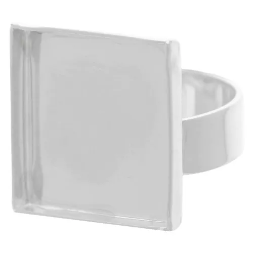 Anillo cuadrado 19 mm plateado x1