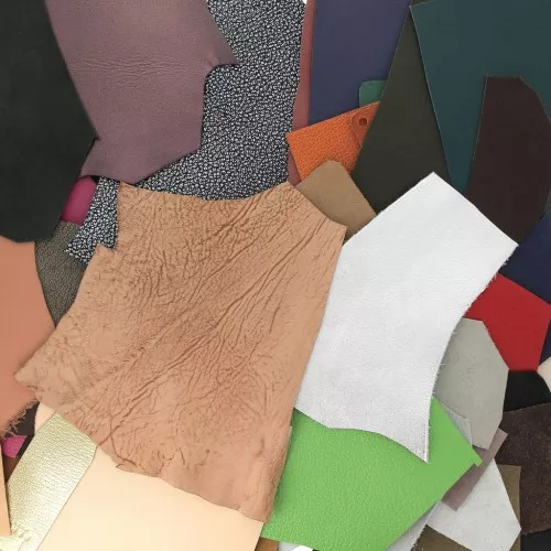 Retales de cuero de alta calidad/colores/texturas diferentes x 400g