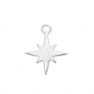 Colgante Estrella del Norte 11x13 mm para trabajos bisutería DIY Plateado x1