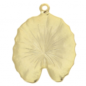Dije / Colgante hoja de nenúfar de latón 19x24 mm Dorado con oro fino x1