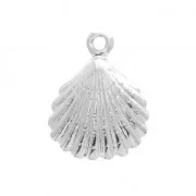 Dije / Colgante concha para trabajos bisutería DIY 13x18 mm Plateado x1