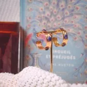 Pendientes de aro martillados a decorar 30 mm Dorado con oro fino x2