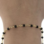 Cadena con cuentas facetadas de vidrio 3.50 mm Dorado / Negro x50cm