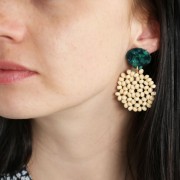 Colgante concha de acetato de celulosa 21 mm Imitación concha de tortuga Verde/Negro x1