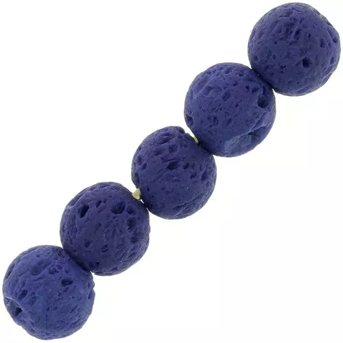 Cuentas Redondas 6 mm Piedra de lava teñida - Azul oscuro x15