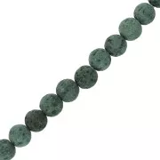 Cuentas Redondas 6 mm Piedra de lava teñida - Verde oscuro x15