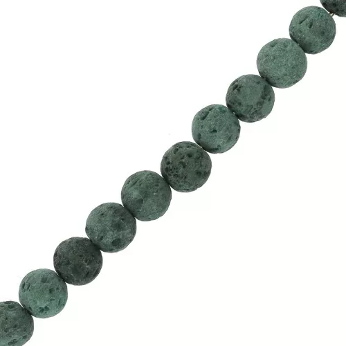 Cuentas Redondas 6 mm Piedra de lava teñida - Verde oscuro x15