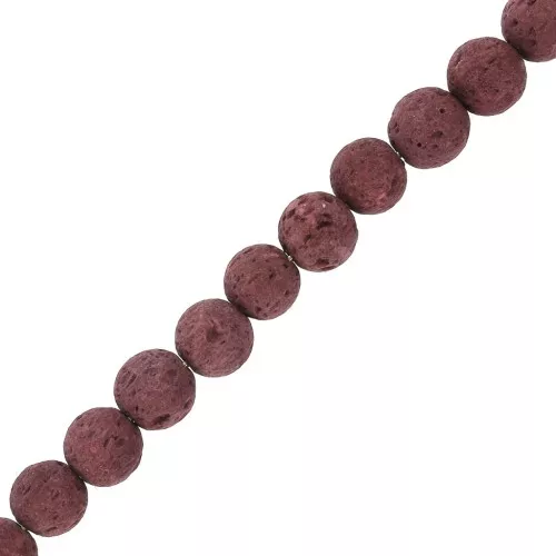 Cuentas Redondas 6 mm Piedra de lava teñida - Rojo oscuro x15