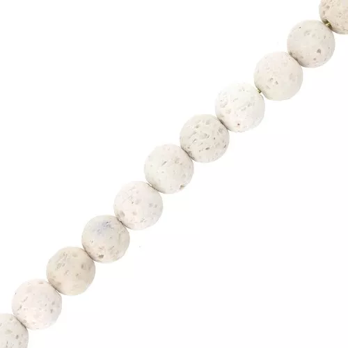Cuentas Redondas 6 mm Piedra de lava teñida - Blanco x15