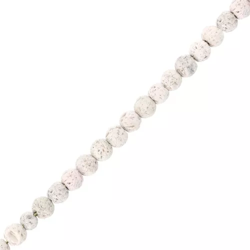 Cuentas Redondas 4 mm Piedra de lava teñida - Blanco x20
