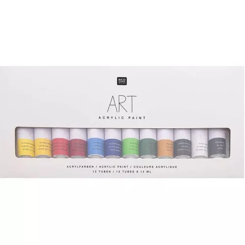 Set de 12 pinturas acrílicos de 12 ml - Art par Rico Design - colores básicos