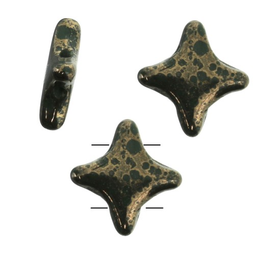 Cuentas abalorios Star Beads by Perles & Co 11x11mm Opaque Verde Sapin Bronze x30