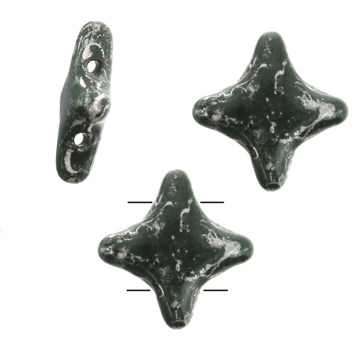 Cuentas abalorios Star Beads by Perles & Co 11x11mm Opaque Verde Sapin Picasso x3