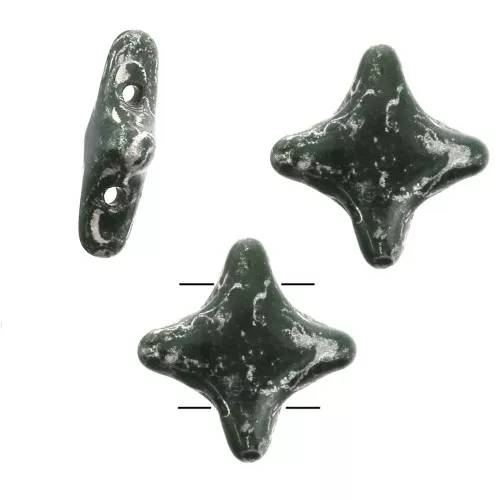 Cuentas abalorios Star Beads by Perles & Co 11x11mm Opaque Verde Sapin Picasso x3