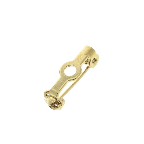 Imperdible Broche base para trabajos bisutería 14.5 mm - Dorado con oro fino x1