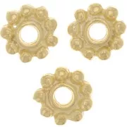 Cuentas arandelas forma flor 10 mm - Dorado con oro fino x5