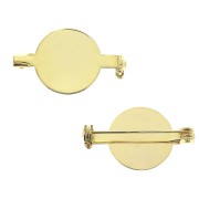 Base broche para cabuchón fondo plano 16 mm - Dorado con oro fino x1|raw }}