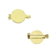 Base broche para cabuchón fondo plano 13 mm - Dorado con oro fino x1|raw }}